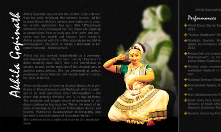 Brochure Design - Akhila Gopinath, Mohiniyattam Dancer
